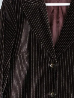 Women’s Vintage Brown Velvet Pinstripe Jacket L