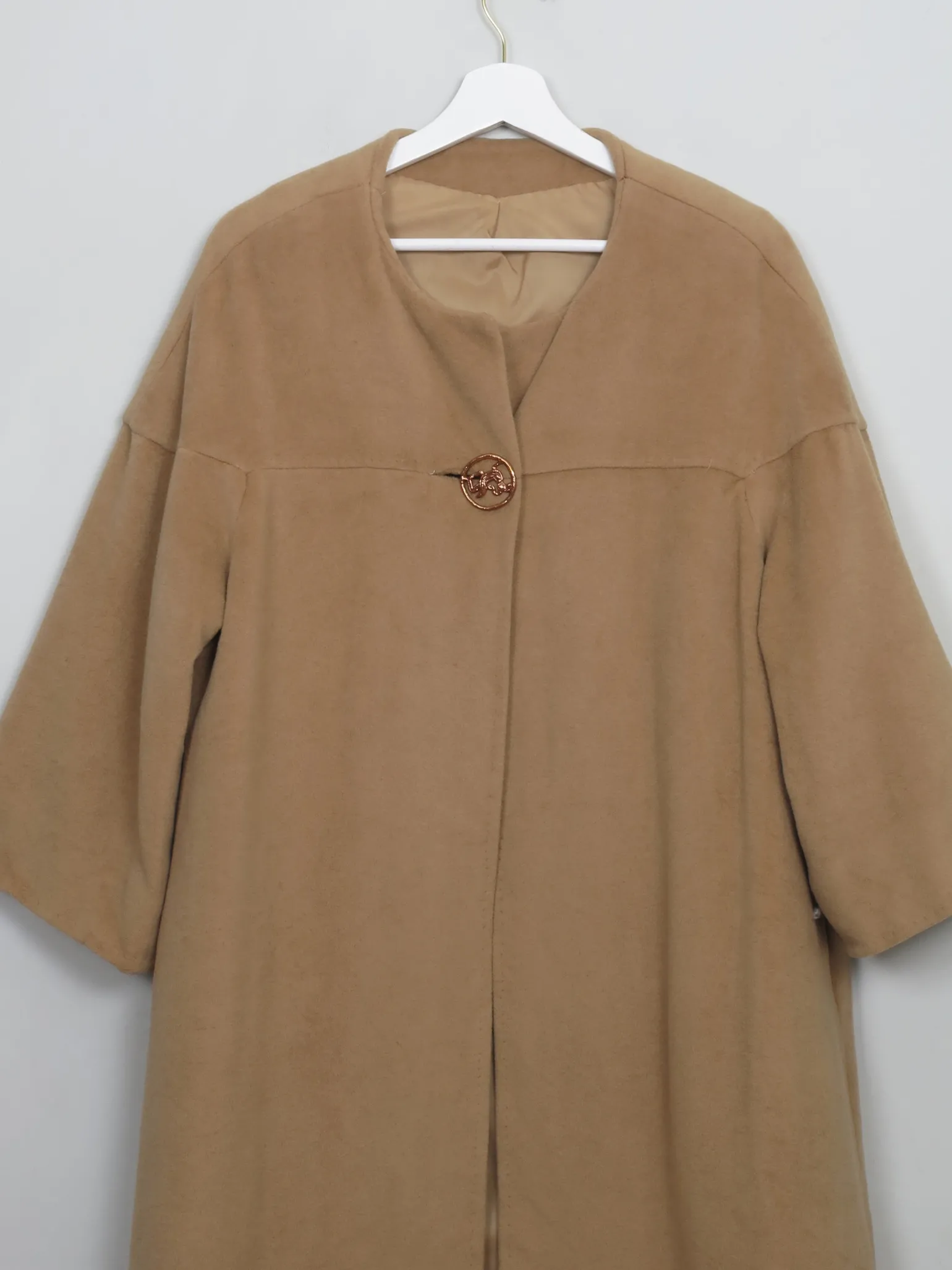 Women's Vintage Camel Cashmere 1950s Coat M