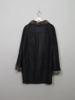 Women's Vintage Charcoal Black Sheepskin Coat S/M