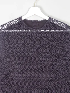 Women's Vintage Charcoal Cotton & Lace Blouse 10/12