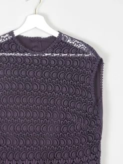 Women's Vintage Charcoal Cotton & Lace Blouse 10/12