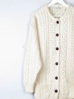 Women's Vintage Cream Aran Cardigan From Carraig Donn M