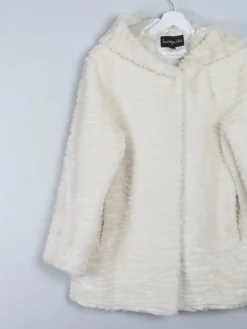 Women's Vintage Cream Faux Fur Hooded Jacket M