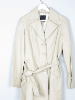 Women's Vintage Cream Long Leather Amiss Coat 10/12