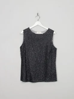 Women's Vintage Dark Grey Beaded Top M