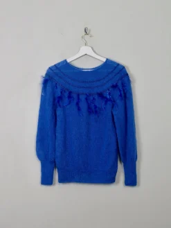 Women's Vintage Electric Blue Mohair Jumper S/M