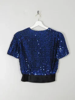 Women's Vintage Electric Blue Sequin Cropped Top XS/S