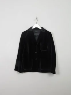 Women's Vintage Embellished Black Velvet Jacket M