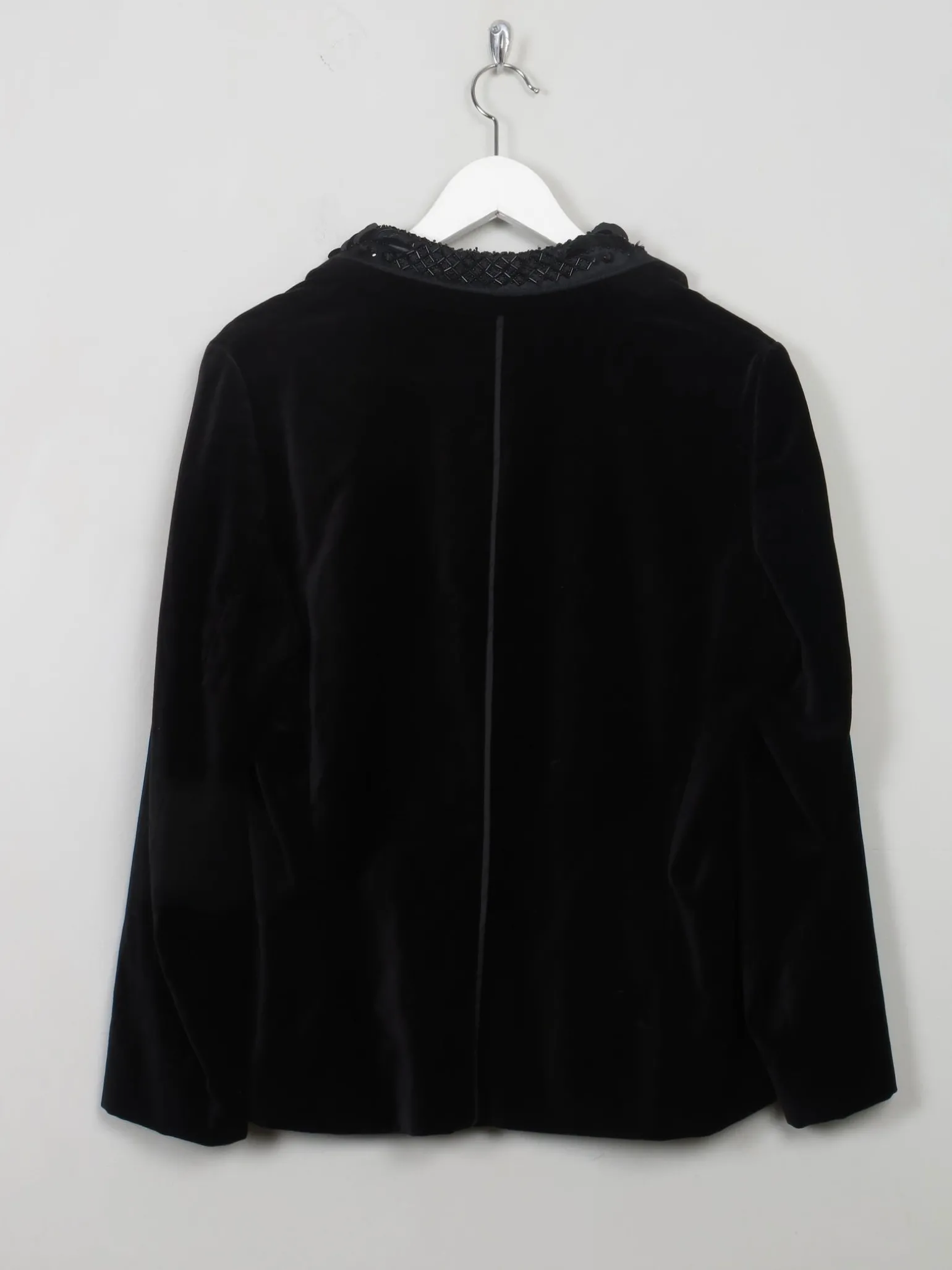 Women's Vintage Embellished Black Velvet Jacket M