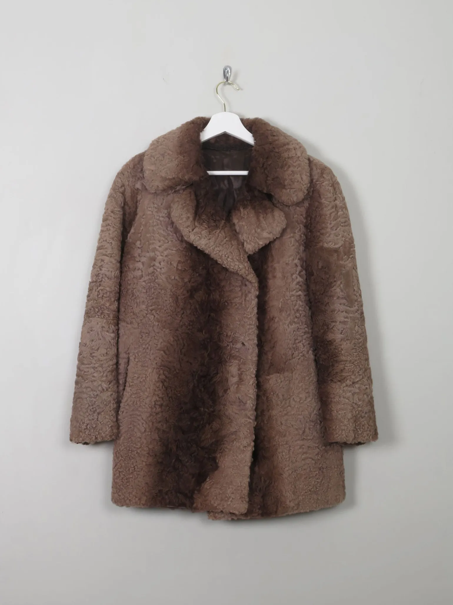 Women's Vintage Faux Fur Brown Jacket S