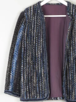 Women’s Vintage  Flecked Wool Cropped Cardigan 3/4 Sleeves  10/12