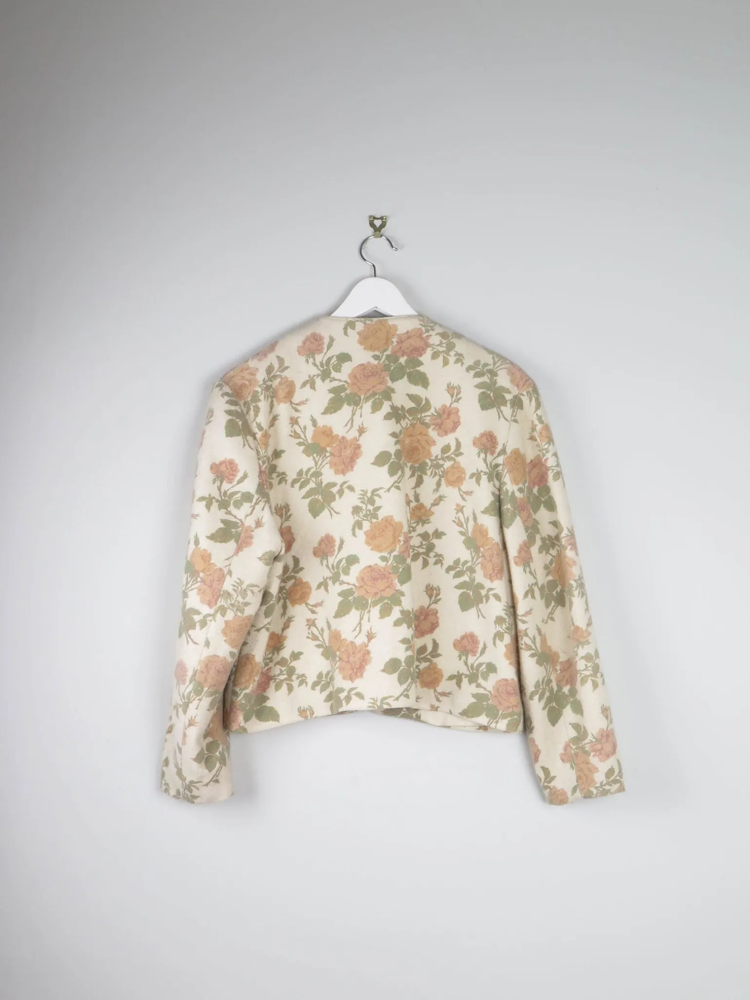 Women’s Vintage Floral Printed Wool 80s Jacket L