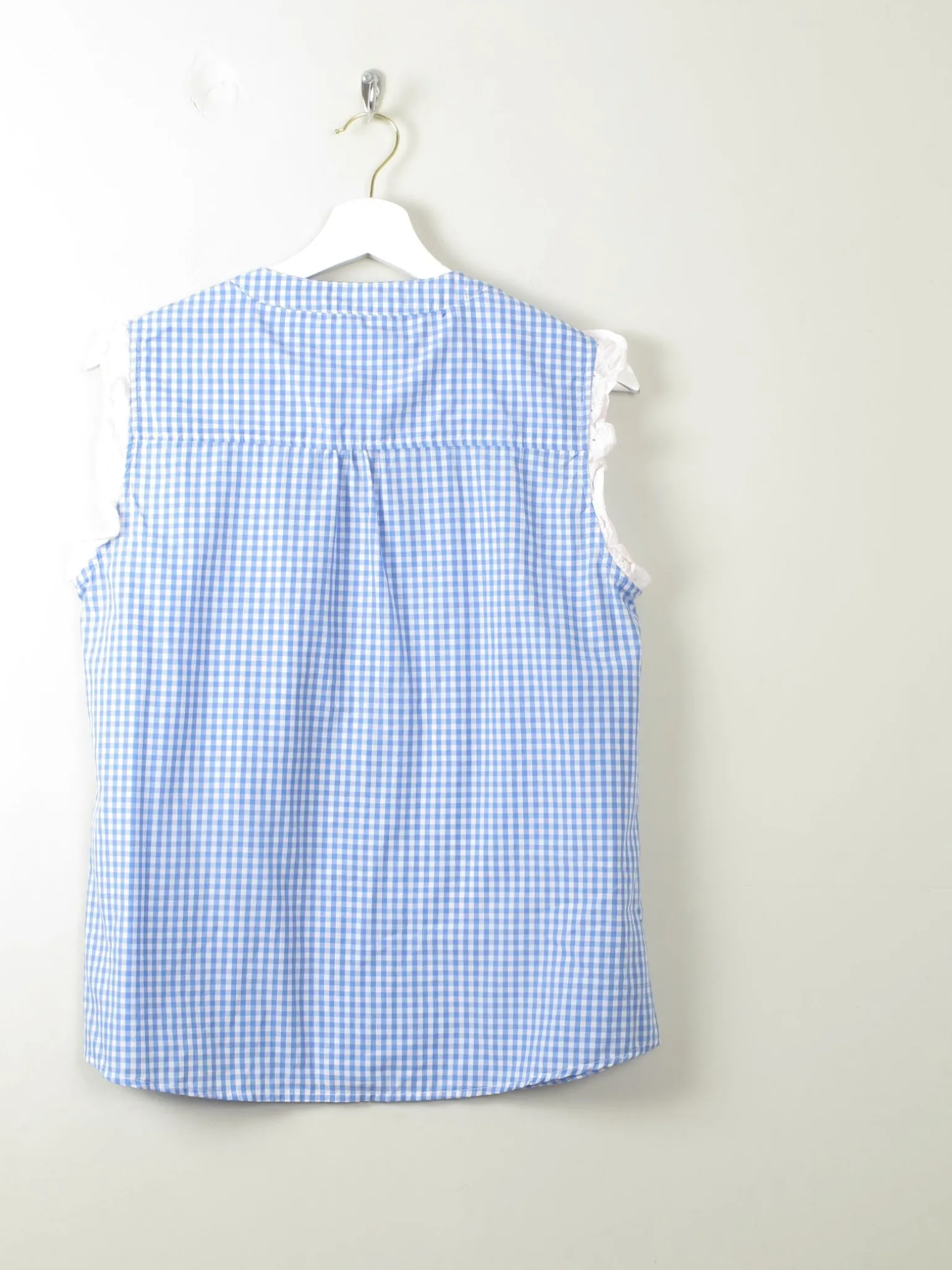 Women's Vintage Gingham Sleeveless Blouse M/L