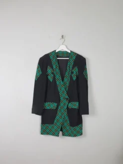 Women's Vintage Green & Black Tartan Jacket S