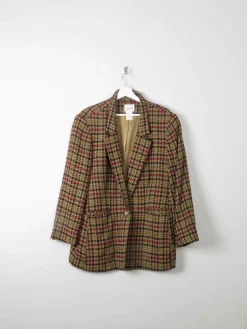 Women's Vintage Green Check Jacket L/XL