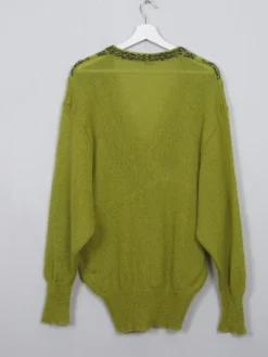 Women's Vintage Green Mohair Jumper L