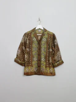 Women's Vintage Green Paisley 1950s Blouse S