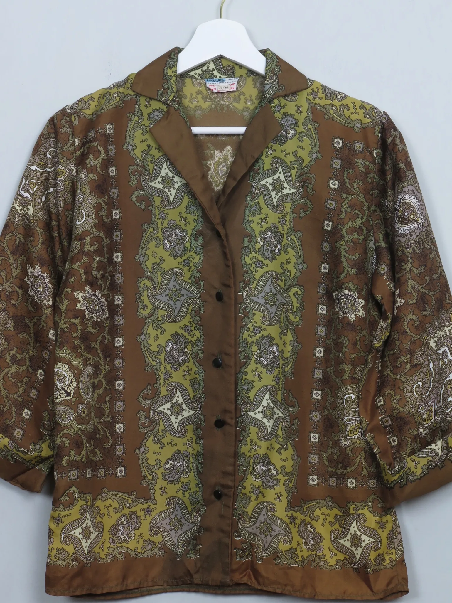 Women's Vintage Green Paisley 1950s Blouse S