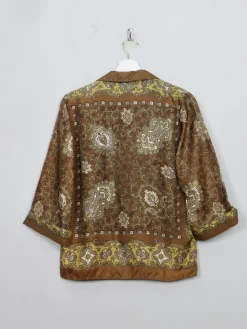 Women's Vintage Green Paisley 1950s Blouse S