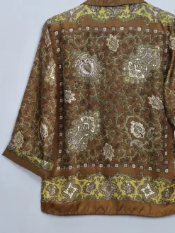 Women's Vintage Green Paisley 1950s Blouse S