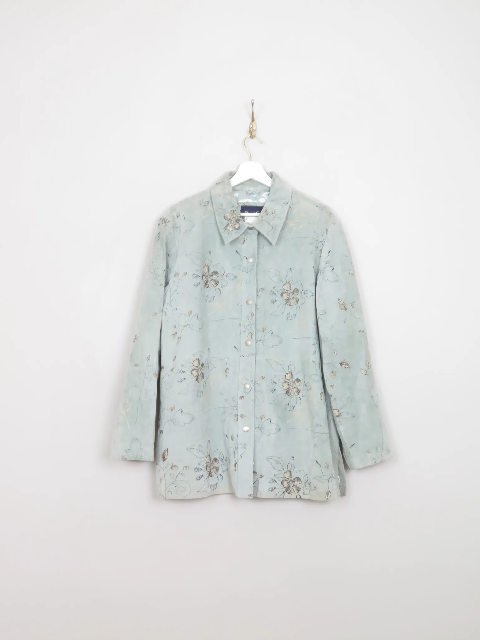 Women's Vintage Green Printed Suede Shirt/Jacket L/XL