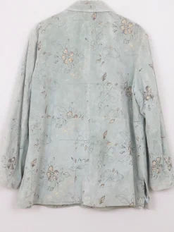Women's Vintage Green Printed Suede Shirt/Jacket L/XL