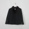 Women's Vintage Green Wool Jacket With Fur Collar L