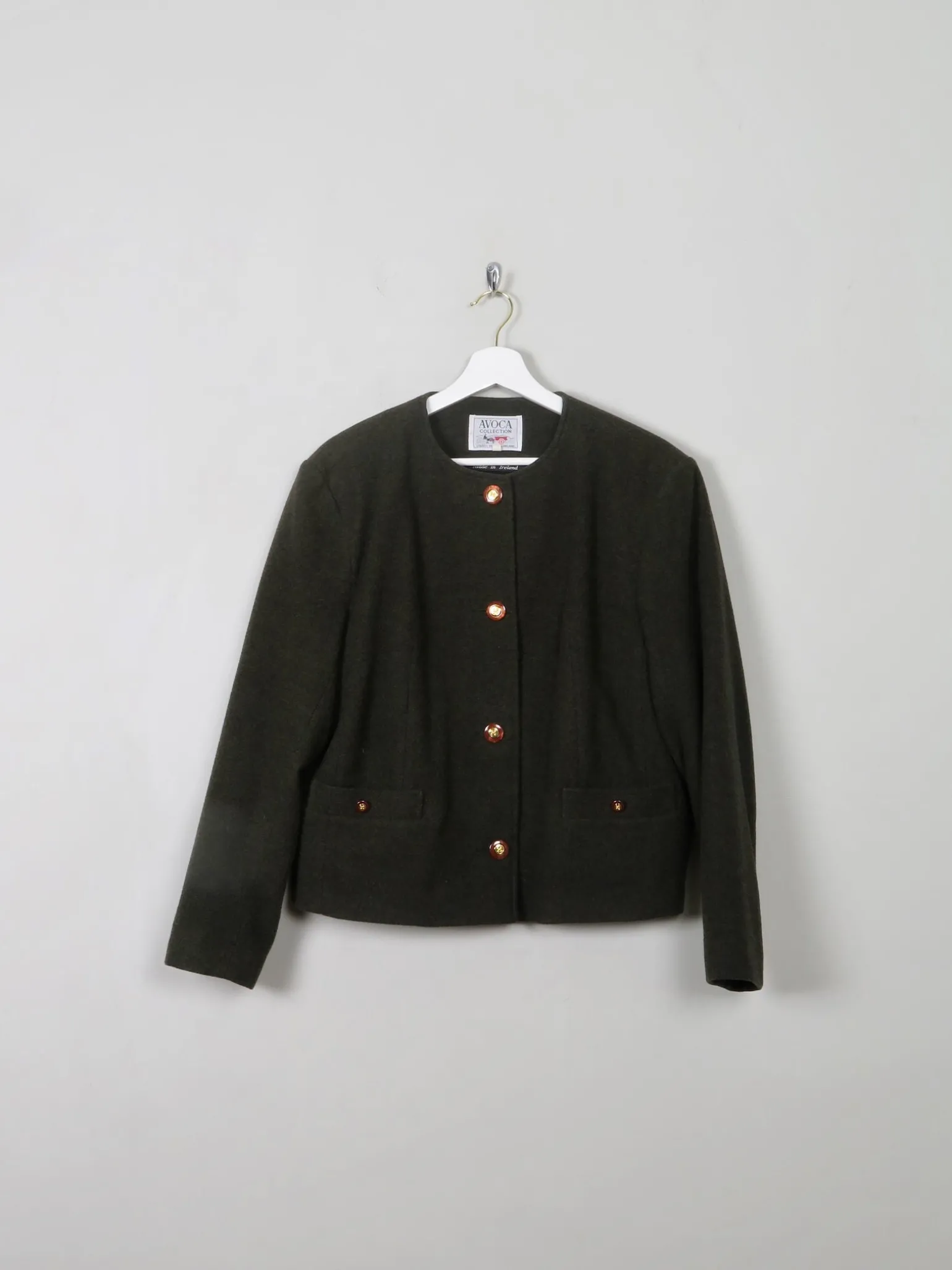 Women's Vintage Green Wool Avoca Boxy Jacket L