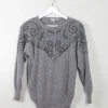 Women's Vintage Grey Embellished Jumper S/M