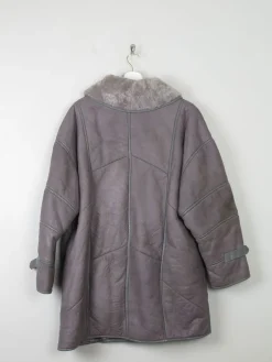 Women's Vintage Grey Shearling Short Coat S-L