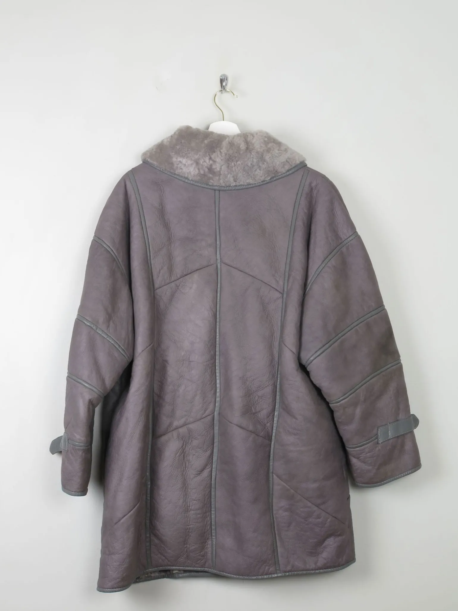 Women's Vintage Grey Shearling Short Coat S-L