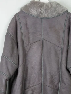 Women's Vintage Grey Shearling Short Coat S-L