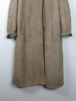 Women's Vintage Khaki Green Sheepskin Coat S/M