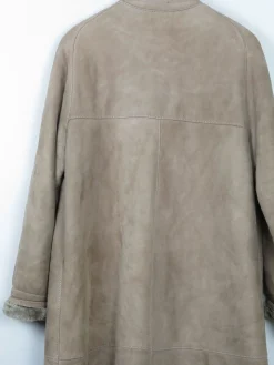 Women's Vintage Khaki Green Sheepskin Coat S/M