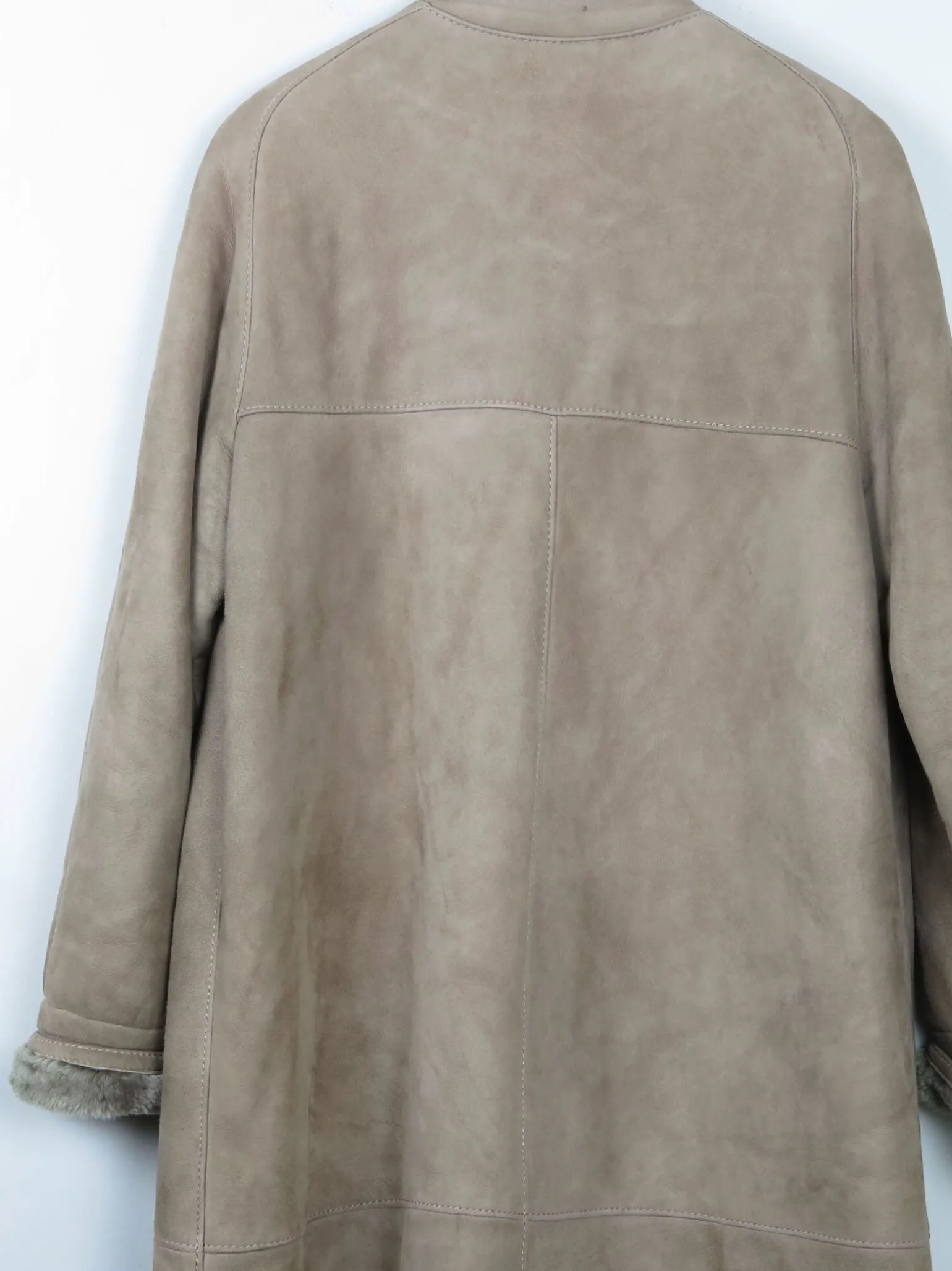 Women's Vintage Khaki Green Sheepskin Coat S/M