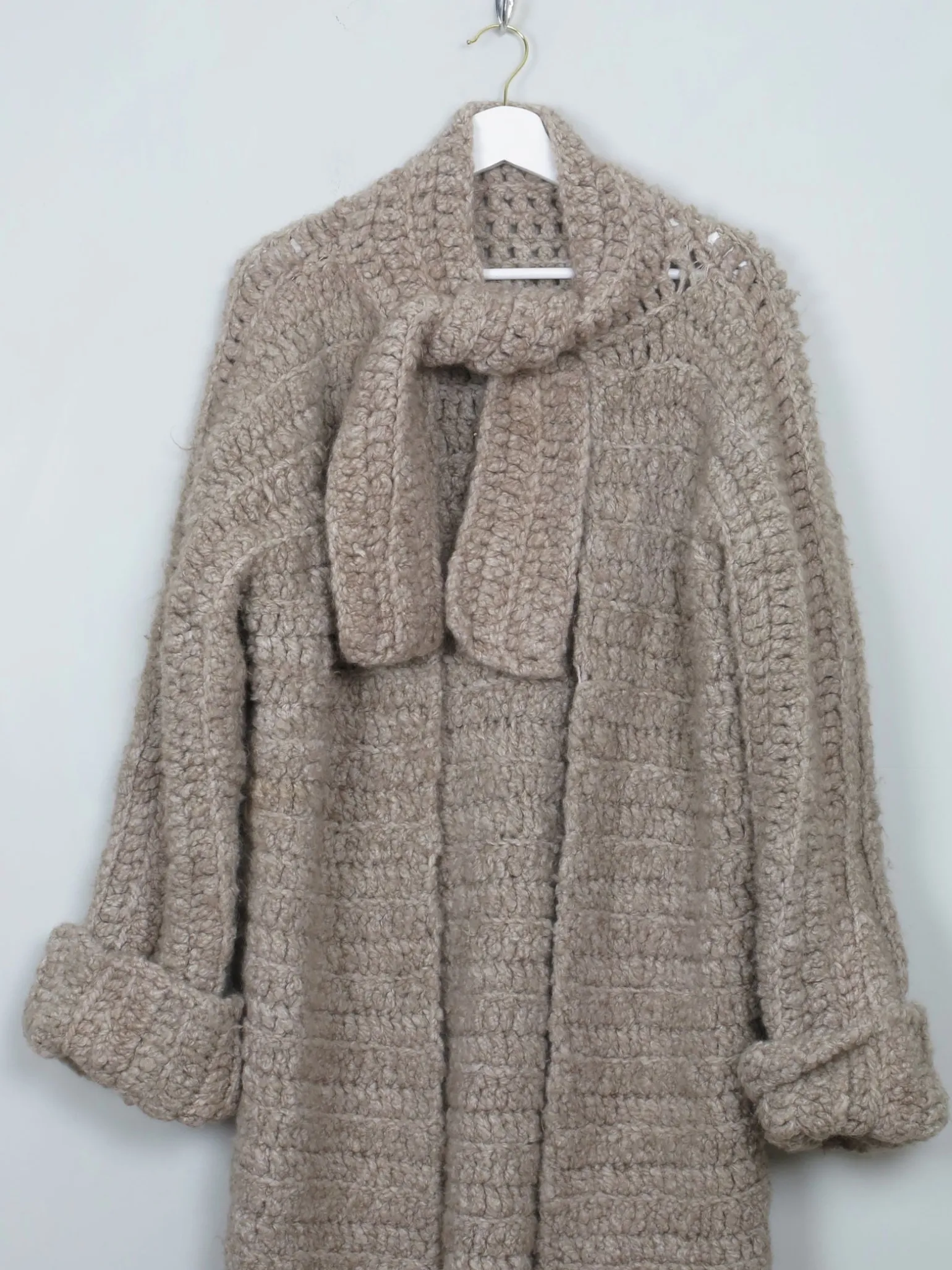 Women's Vintage Knitted Coat Light Brown M