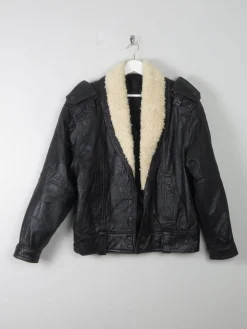 Women's Vintage Leather & Sheepskin Bomber Jacket S