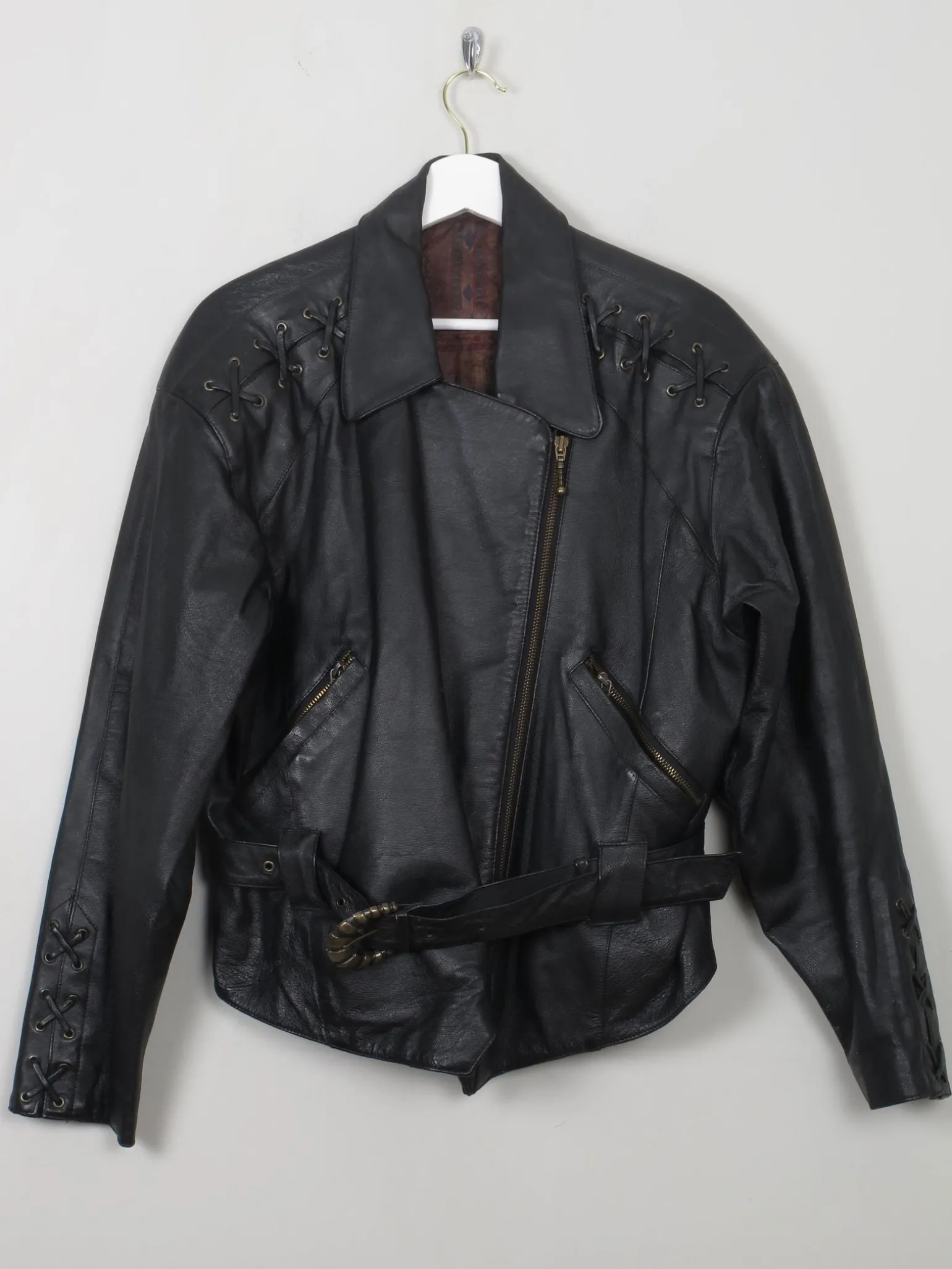 Women's Vintage Leather Biker Jacket M