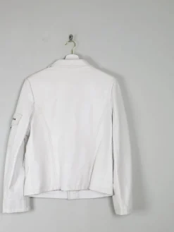Women's Vintage Leather Biker Jacket Ivory Like New  S-L