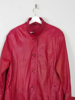 Women's Vintage Leather Coat Red M