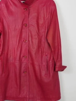 Women's Vintage Leather Coat Red M