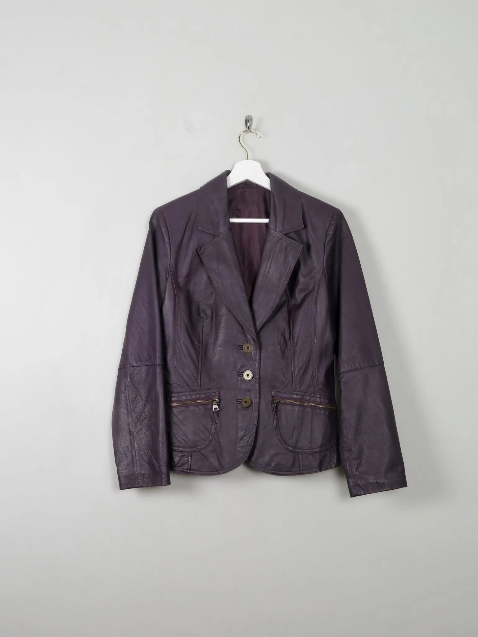 Women's Vintage Leather Jacket Grape S/M