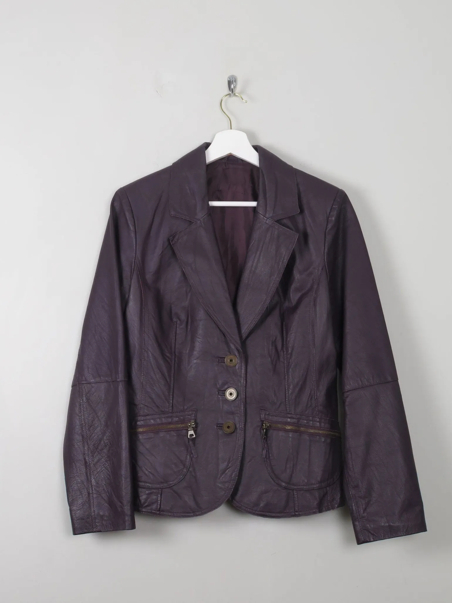 Women's Vintage Leather Jacket Grape S/M