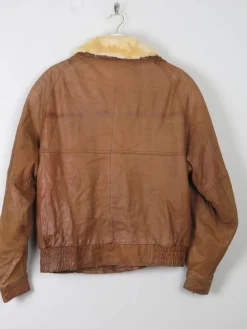 Women's Vintage Leather Jacket With Sheepskin Trim M