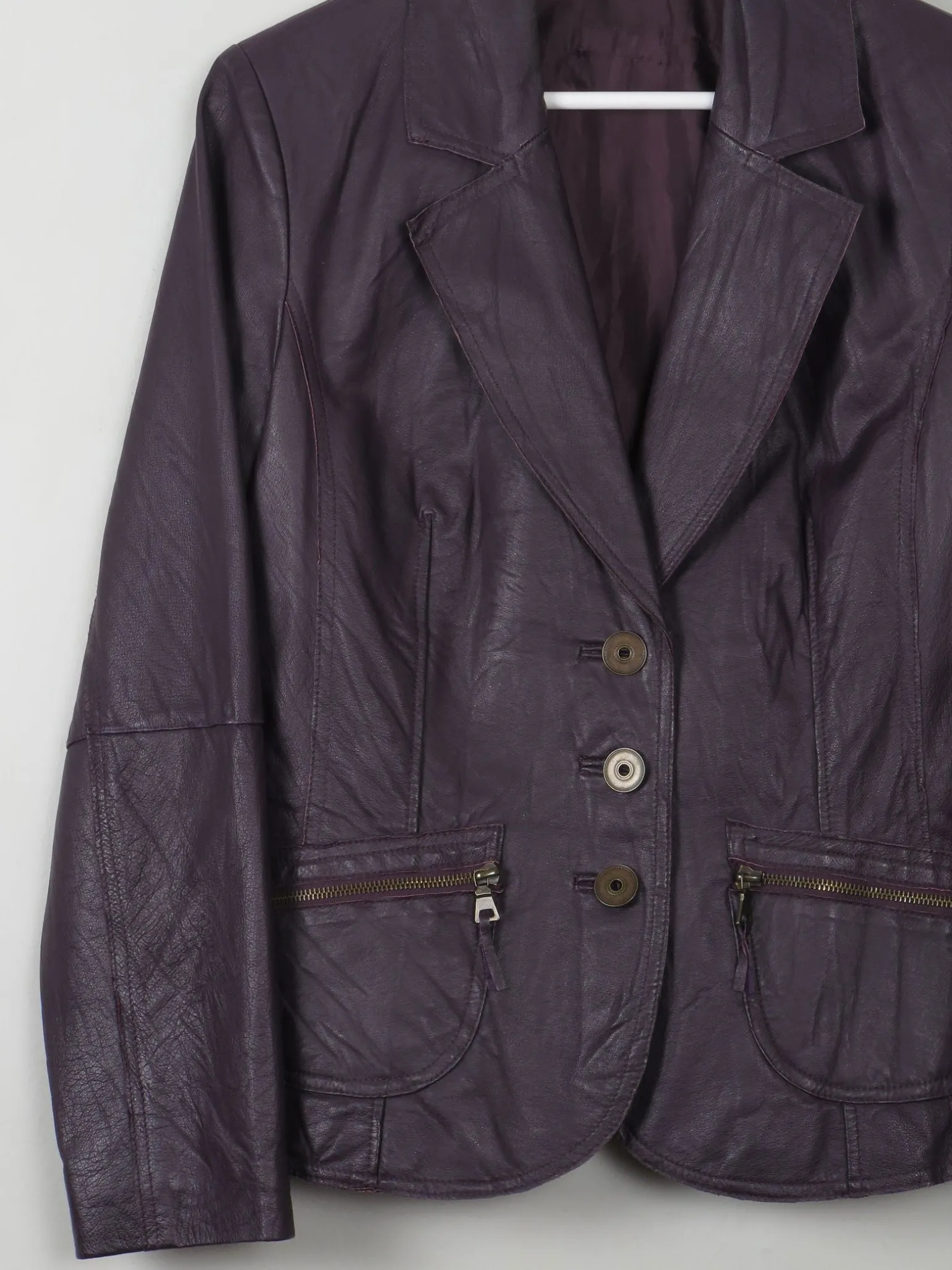 Women's Vintage Leather Jacket Grape S/M