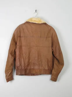 Women's Vintage Leather Jacket With Sheepskin Trim M
