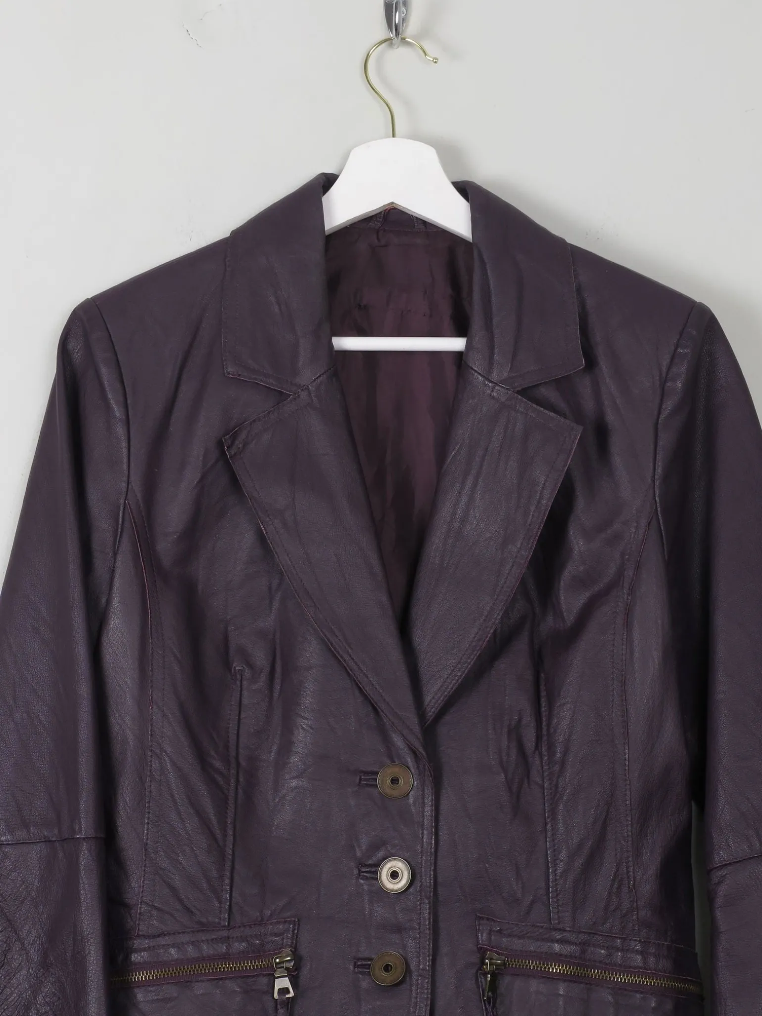 Women's Vintage Leather Jacket Grape S/M