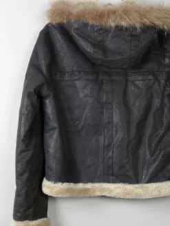 Women's Vintage Leather Lined Jacket With Hood M
