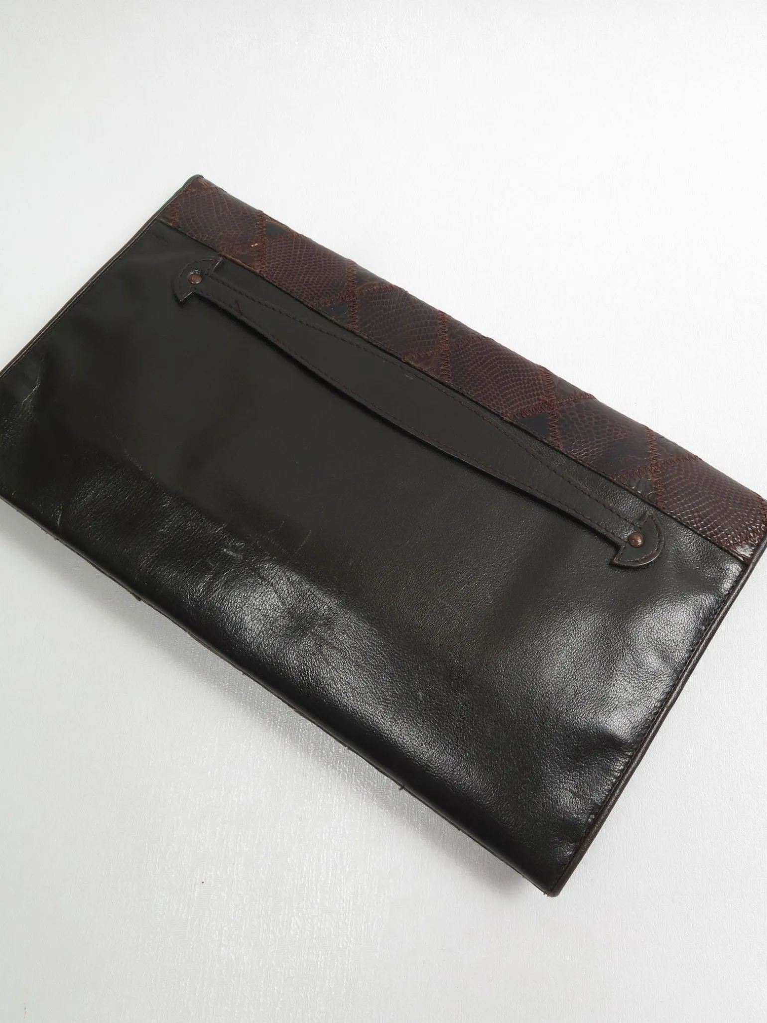 Women's Vintage Leather Snakeskin Clutch Bag