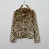 Women's Vintage Leopard Print Faux Fur Jacket S/M